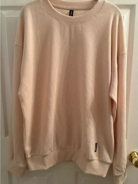 Men's Long Sleeve Waffle Crewneck Sweatshirt - Cream